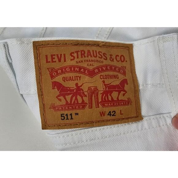 Levis 511 size 42 white raw hem dad shorts slim fit EUC undyed summer 90s y2k - Picture 4 of 10